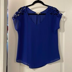 Blue Cutout Blouse